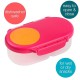 b.box Snackbox Mini Bento with 2 Leak Proof Compartments, Strawberry Shake Pink Orange