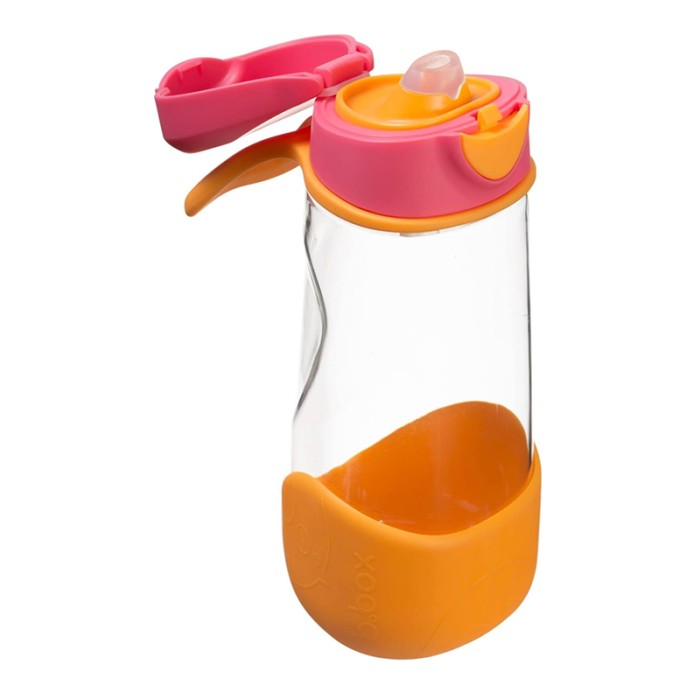 b.box Sport Spout Bottle, Tilt & Sip, Strawberry Shake Pink Orange 450ml