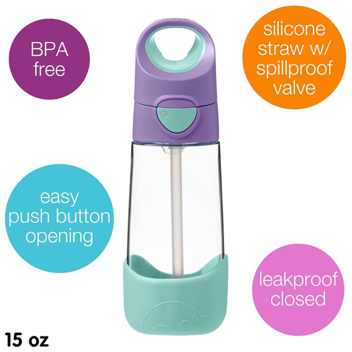 b.box Tritan Drink Bottle, Leak Proof Lid, Lilac Pop 450ml