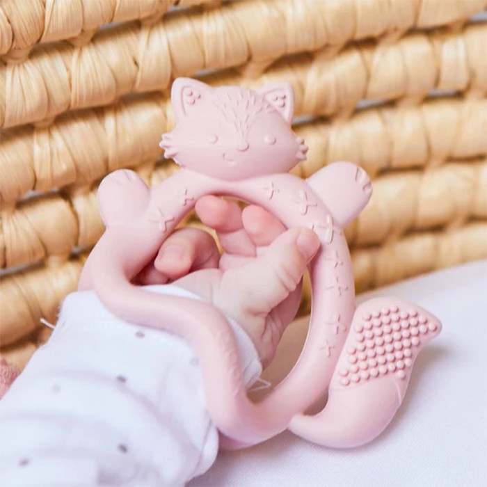 b.box Wrist Teether Blush, Soft Silicone