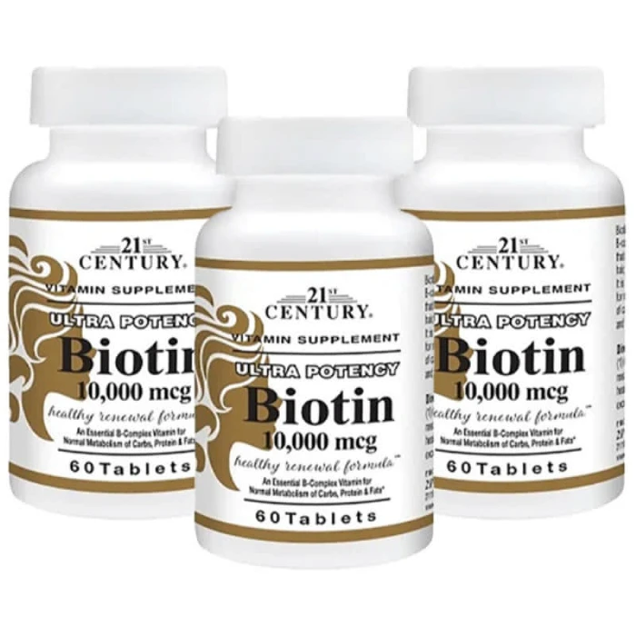 21st Century Biotin 10,000mcg 60 Tablets Pack of 3