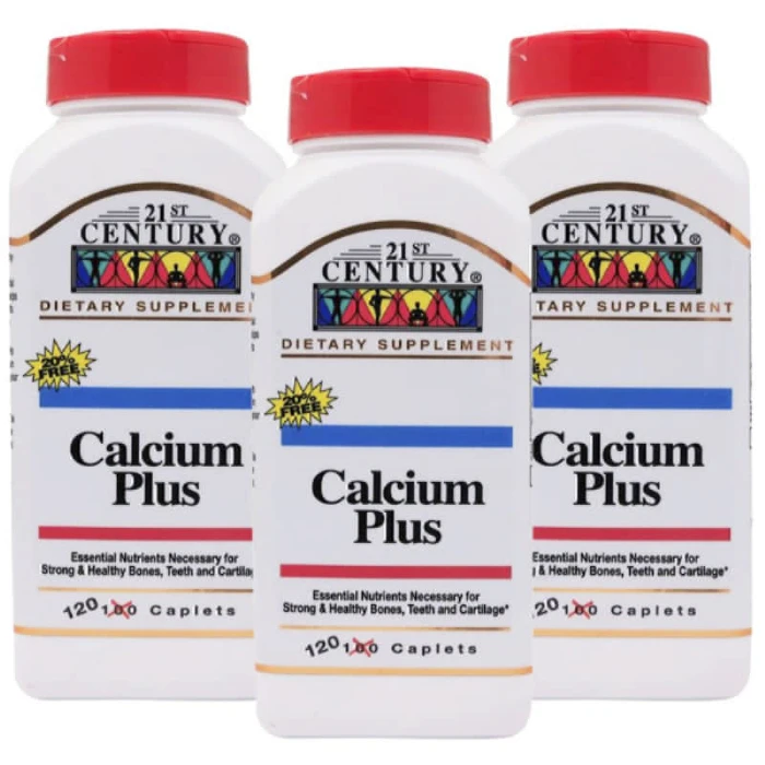 21st Century Calcium Plus 120 Caplets Pack of 3