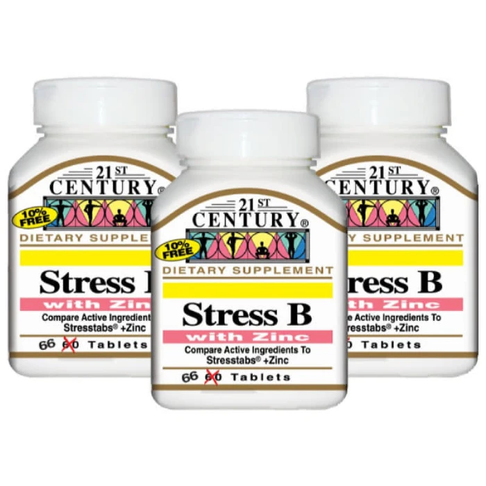 21st Century Stress B With Zinc 66 Tablets Pack of 3