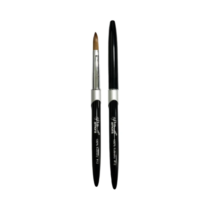 Amora 100% Kolinsky Brush Metal Handle Black - Size 12