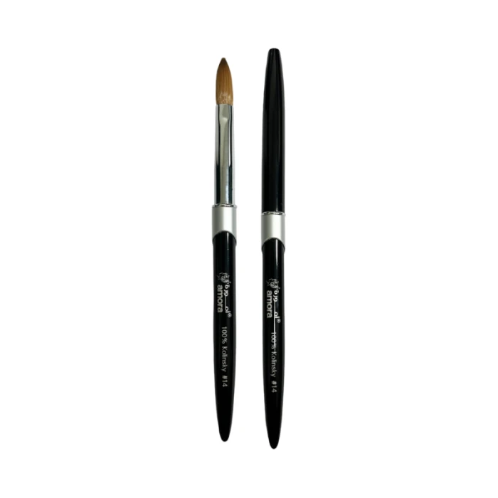 Amora 100% Kolinsky Brush Metal Handle Black - Size 14