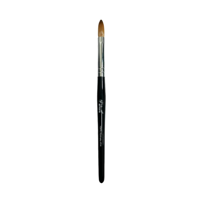 Amora 100% Kolinsky Brush Wooden Handle Black - Size 14
