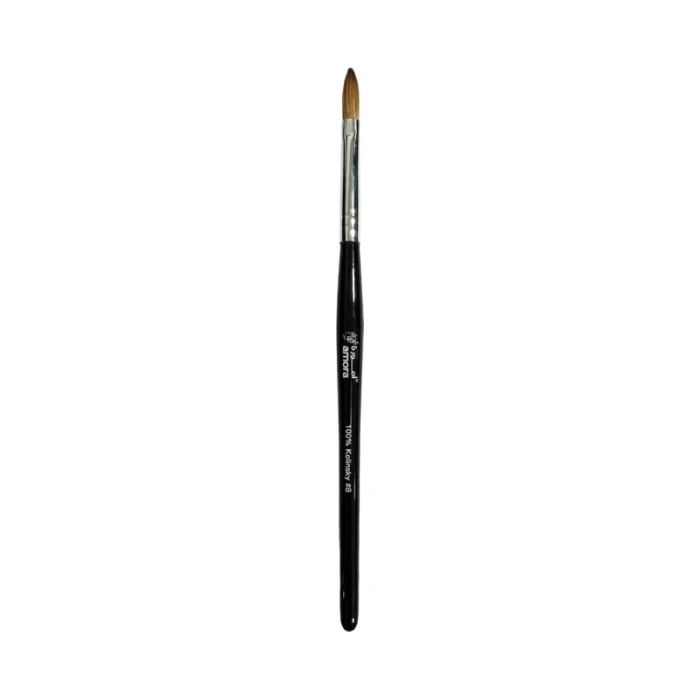 Amora 100% Kolinsky Brush Wooden Handle Black - Size 8