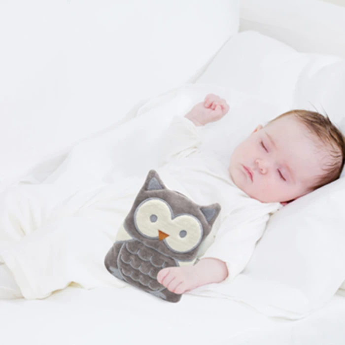 Babyjem Cherry Seeds Filled Velvet Colic Owl Shaped Pillow, Grey, 0 Months+