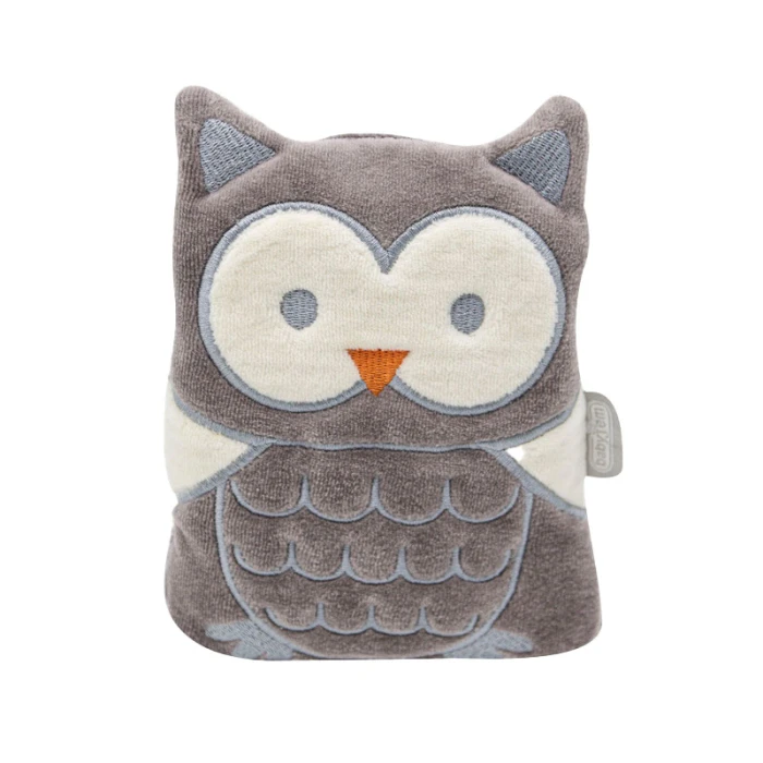 Babyjem Cherry Seeds Filled Velvet Colic Owl Shaped Pillow, Grey, 0 Months+