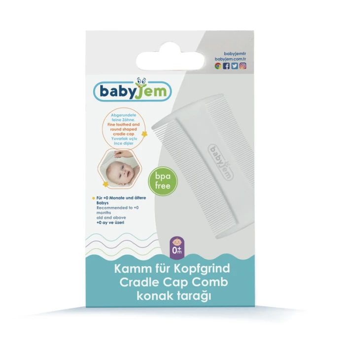 Babyjem Fine Toothed Comb for Babies, White, 0 Months+