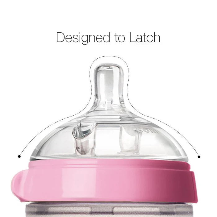 Comotomo Natural Feel Baby Bottle 250ml – Pink & White