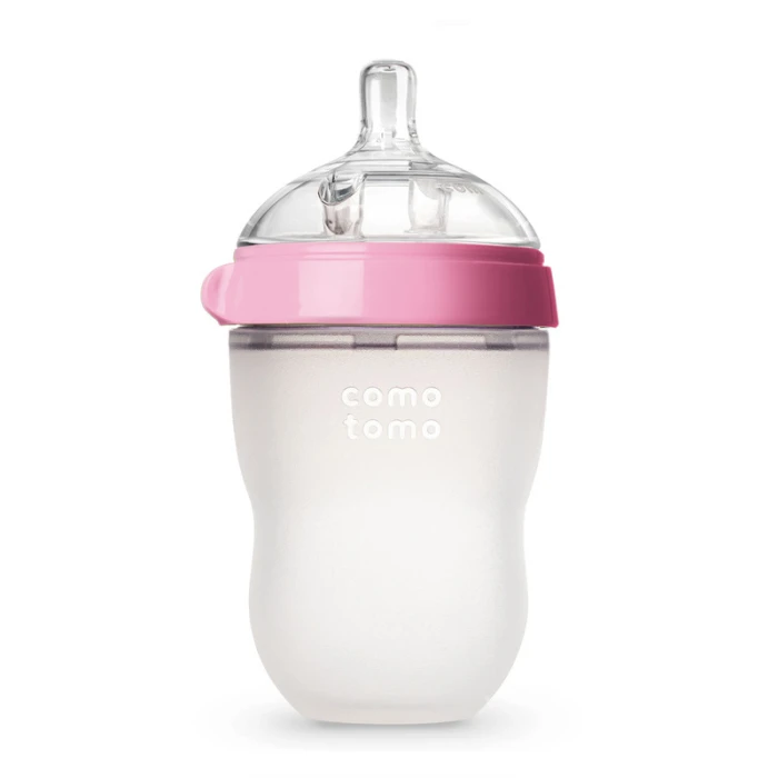 Comotomo Natural Feel Baby Bottle 250ml – Pink & White