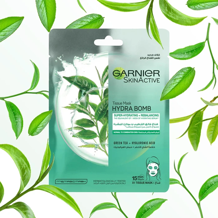 Garnier Skin Active Hydrating Face Mask Hydra Bomb Green Tea 32g