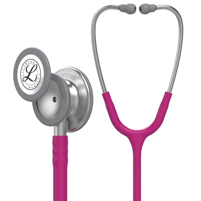 Littmann Classic III Monitoring Stethoscope Raspberry Tube Stainless Stem and Headset 27 inch