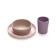 Melii 3 Piece Silicone Meal Set - Plate, Bowl & Cup (Pink, Grey, Purple)