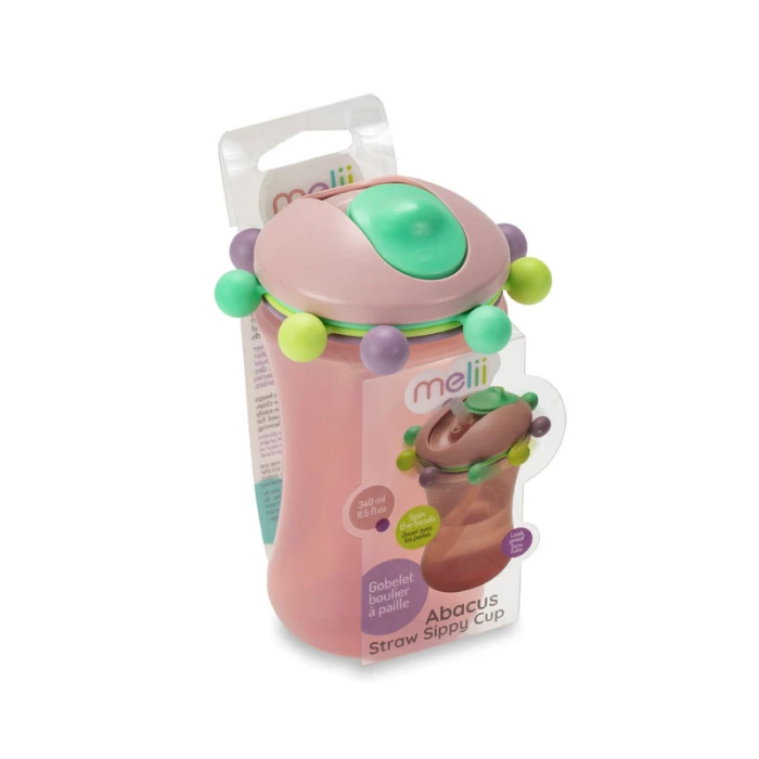 Melii Abacus Straw Sippy Cup Pink 340 ml