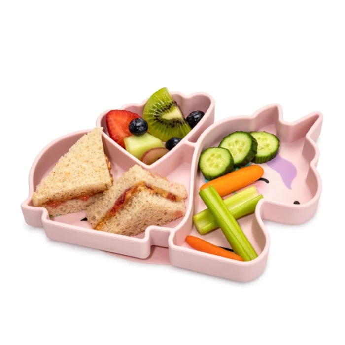 Melii Divided Silicone Suction Plate Pink Unicorn