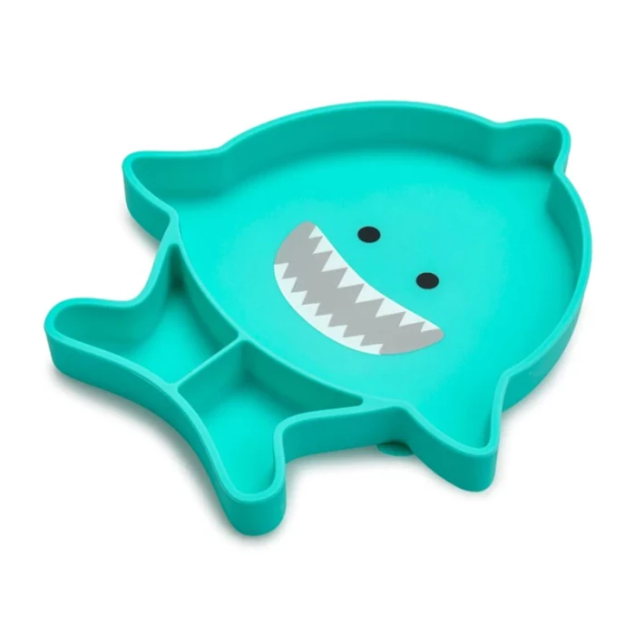 Melii Divided Silicone Suction Plate Turquoise Shark