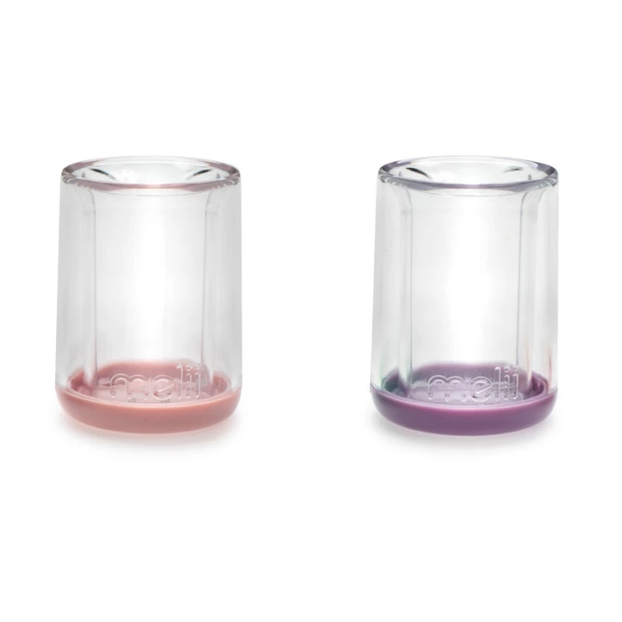 Melii Double Walled Bear Plastic Cup Purple & Pink 145ml 2 pcs