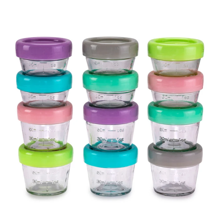Melii Glass Food Storage Container 12 pcs set (6 x 4oz & 6 x 2oz)