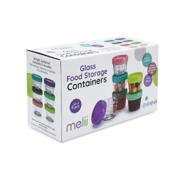 Melii Glass Food Storage Container 4oz 6 pcs