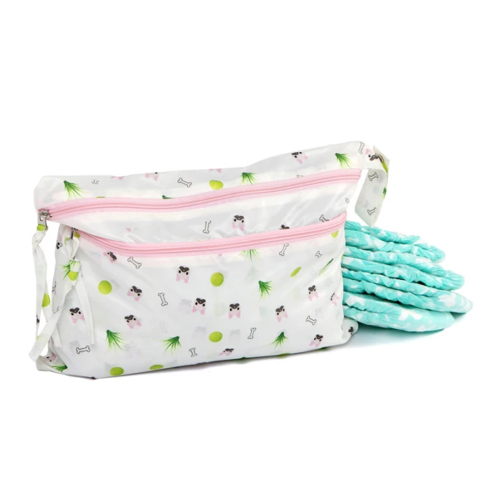Melii - Multi Purpose Waterproof Wet Bag - White & Pink Bulldog