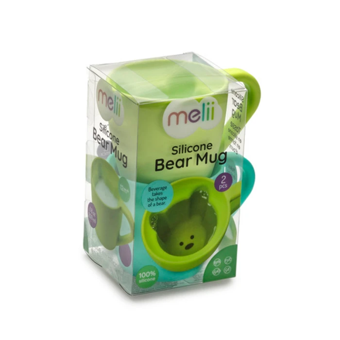 Melii Silicone Bear Mug - 2 Pack (Mint & Turquoise)