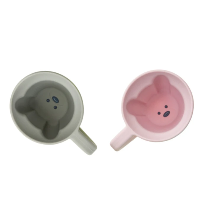 Melii Silicone Bear Mug - 2 Pack (Pink & Grey)