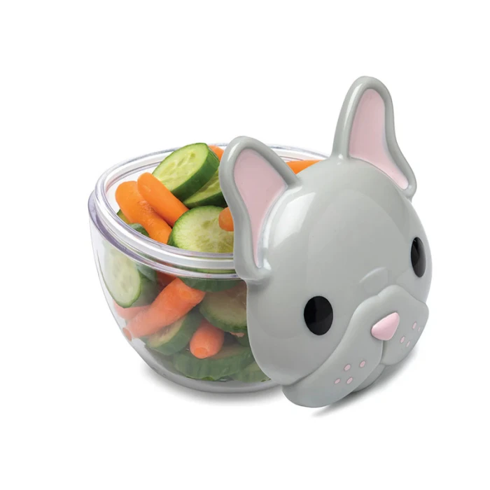 Melii Snack Container With PCTG Base - 3 Pack Bulldog, Shark, Cat 232ml