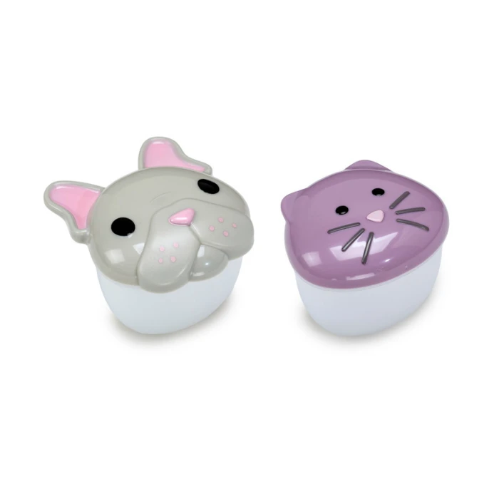 Melii Snack Food Storage Container With PP Base Bulldog & Cat 2 pcs