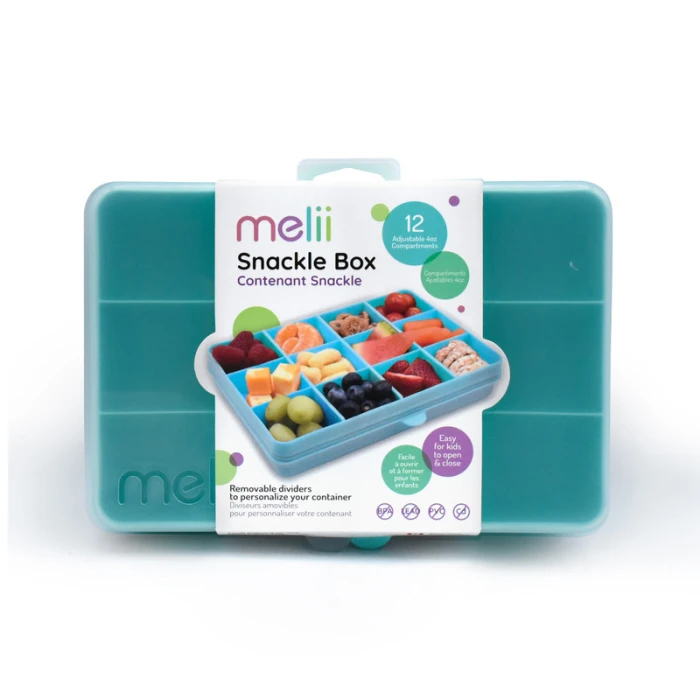 Melii Snackle Food Container With Removable Divider Turquoise 4oz