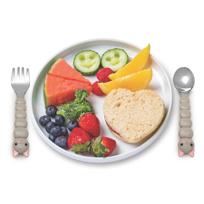 Melii Spoons & Forks Set - Purple Cat & Grey Bulldog (4 Pcs)