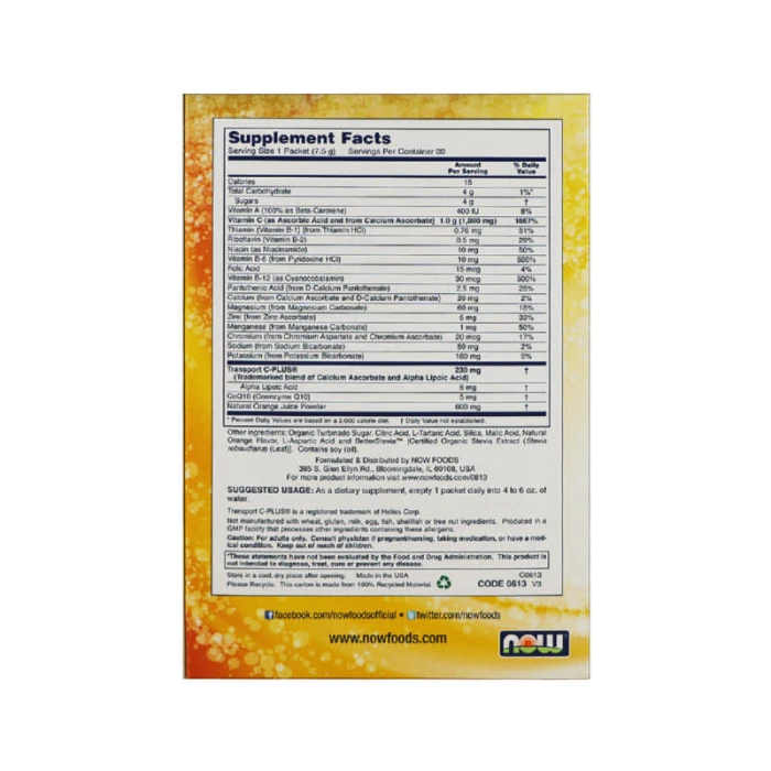 NOW Effer-C Orange 30 Packets