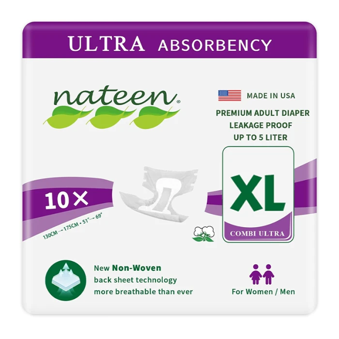 Nateen Combi Ultra Adult Diapers XL, 10 Pcs