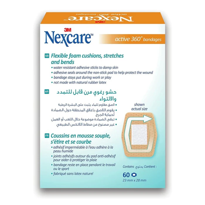 Nexcare Active Bandages, 23mm X 28mm, 60/Pack