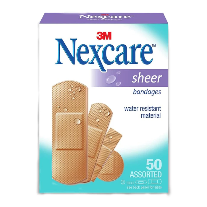 Nexcare Sheer Bandages, Assorted, 50/Box