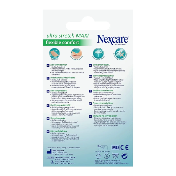 Nexcare Ultra Stretch Maxi Flexible Comfort Bandages, G, 50mm X 101mm, 10/Pack