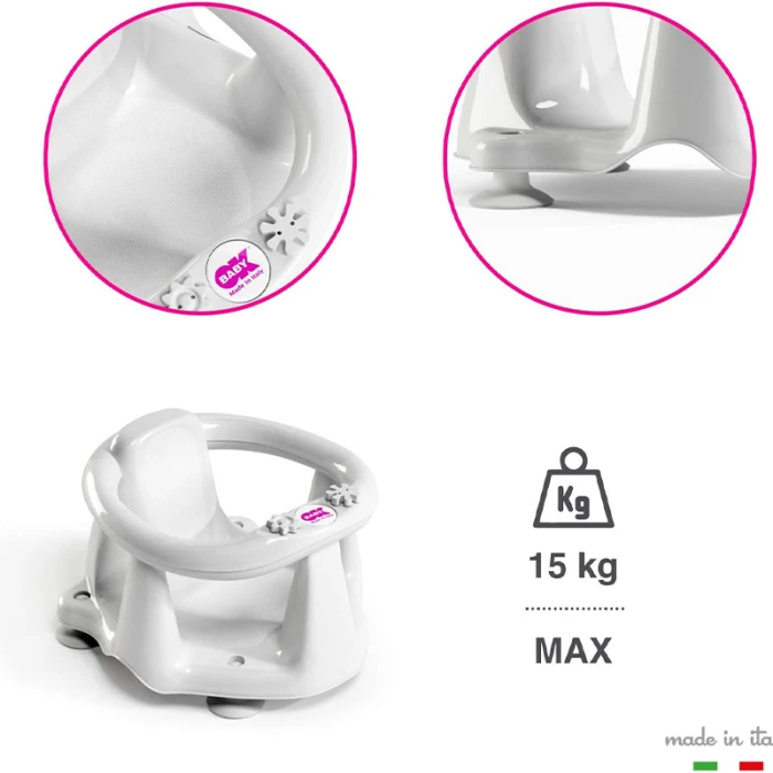 OKBaby Flipper Evolution Bath Seat With Slip-Free Rubber White