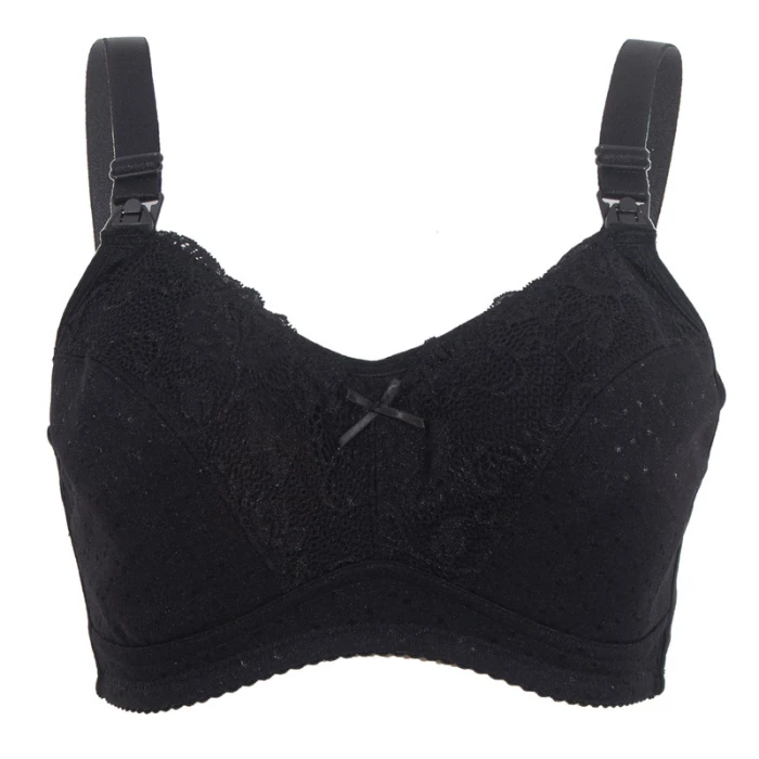 Okus  Basic Cotton Maternity & Nursing Bra  Black  Large