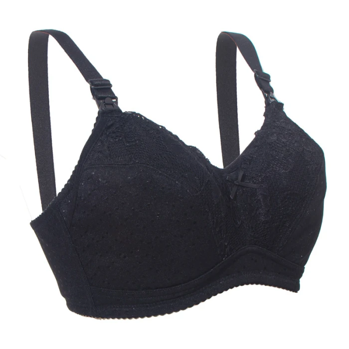 Okus  Basic Cotton Maternity & Nursing Bra  Black  Large