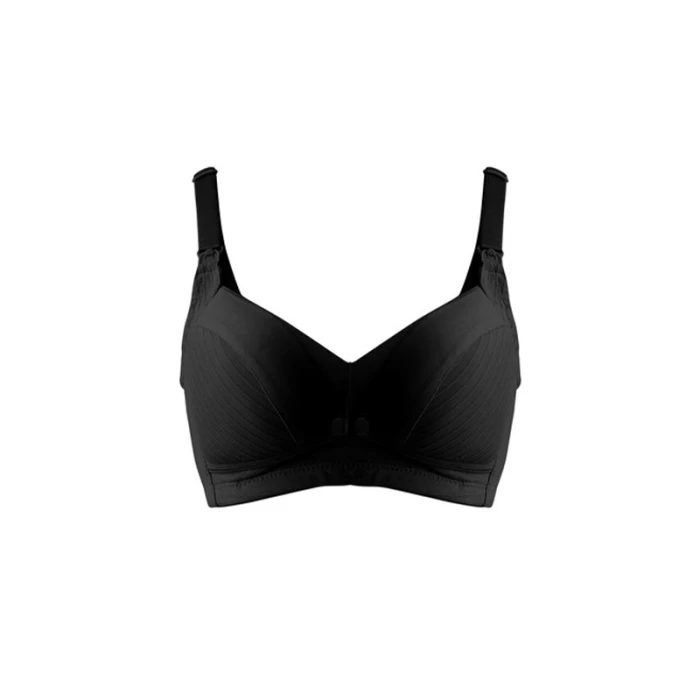Okus  Comfy Cotton Maternity & Nursing Bra  Black  Large