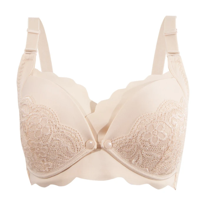 Okus  Elegant Seamless Maternity & Nursing Bra  Beige  Small