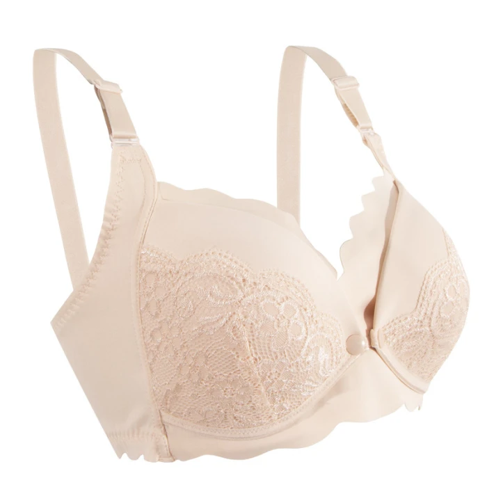 Okus  Elegant Seamless Maternity & Nursing Bra  Beige  Small