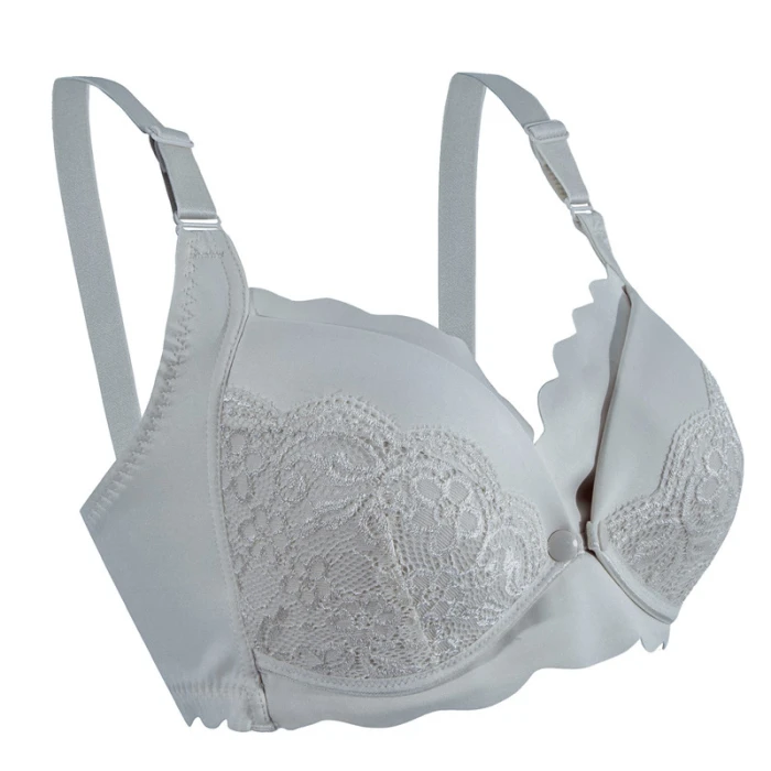 Okus  Elegant Seamless Maternity & Nursing Bra  Light Grey  Small