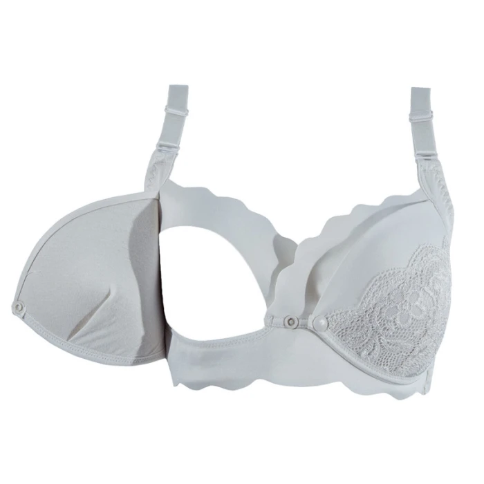 Okus  Elegant Seamless Maternity & Nursing Bra  Light Grey  Small