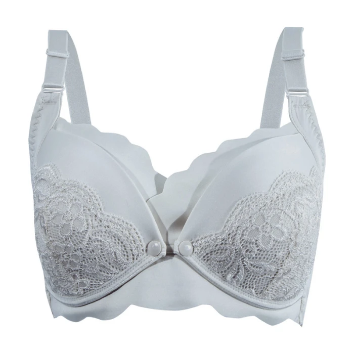 Okus  Elegant Seamless Maternity & Nursing Bra  Light Grey  Small
