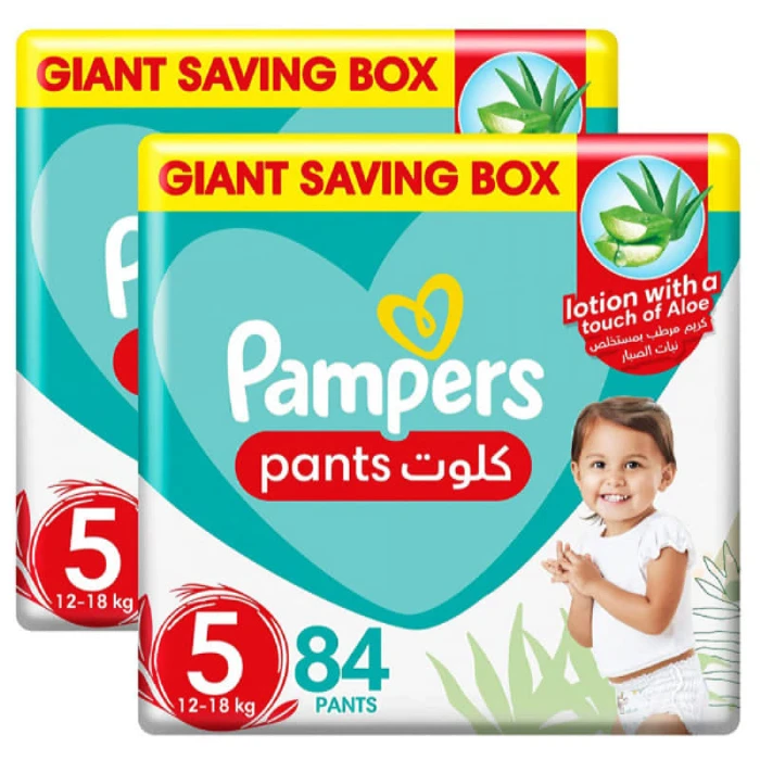 Pampers Baby-Dry Pants Diapers, Size 5, 12-18 Kg, Easy On & Easy Off, With Stretchy Sides For Better Fit And Up To 100% Leakage Protection Over 12 Hours, 168 Baby Diapers