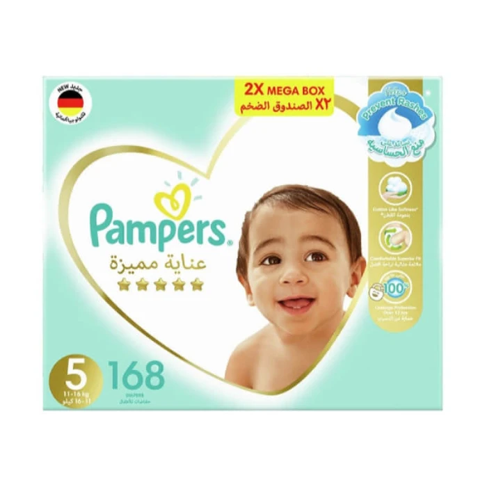 Pampers Premium Care Diapers 168 Count, Size 5, 11-16 Kg Pack Of 1