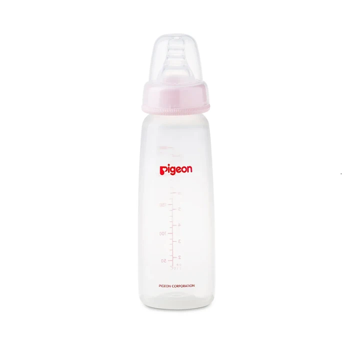 Pigeon Plastic Feeding Pink Bottle 240ml Transparent Cap