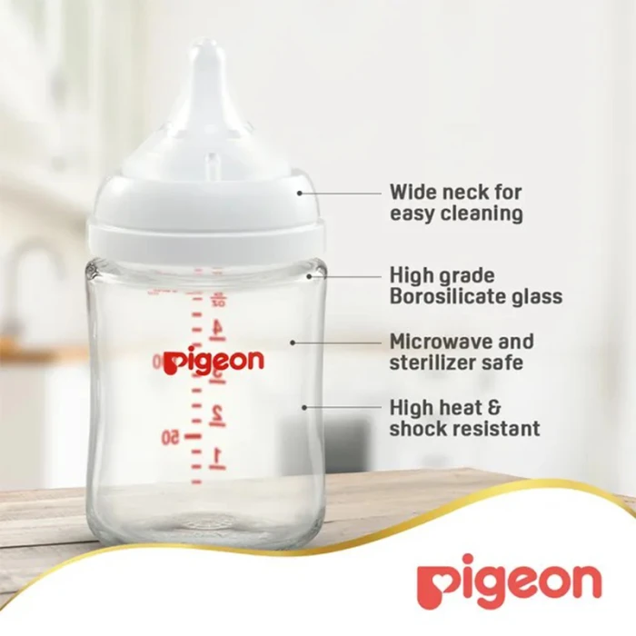 Pigeon Softtouch Wide Neck Glass Bottle 160ml